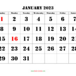 Free Download Printable Calendar 2023 Large Font Design Holidays On Red