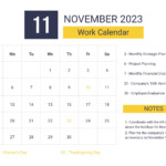 Free November 2023 Calendar Template With Holidays EPS Google Docs
