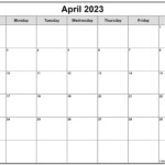 Free Printable April 2023 Calendar Printable Blank World