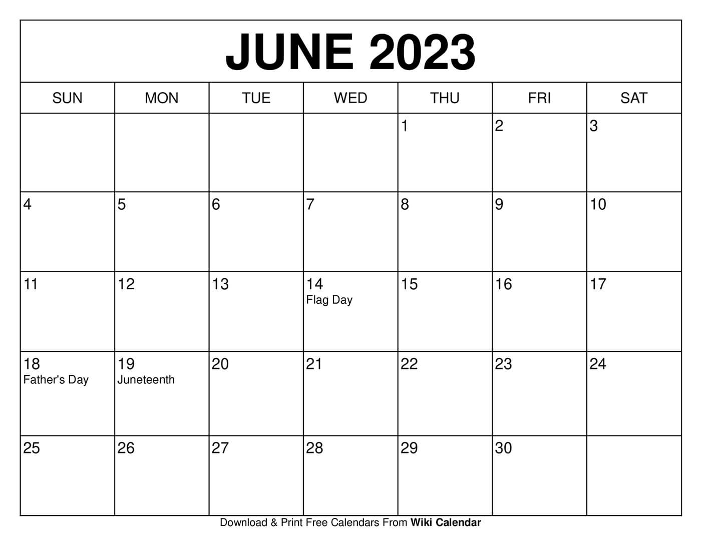 Free Printable June 2023 Calendars