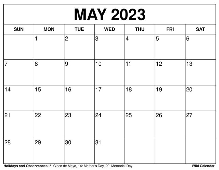 Free Printable May 2023 Calendar Calendarhours Com Riset