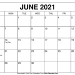 June 2021 Blank Calendar Free Resume Templates