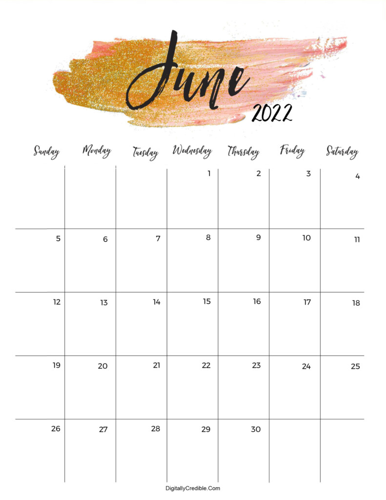 June 2022 Calendar Cute Floral Templates 2023 For Word Excel And Pdf 