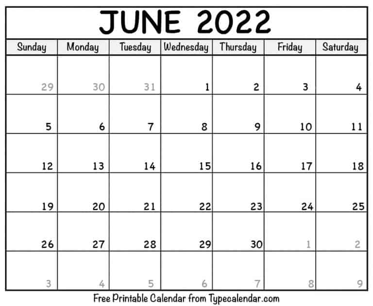 June 2022 Calendar June 2022 Free Printables