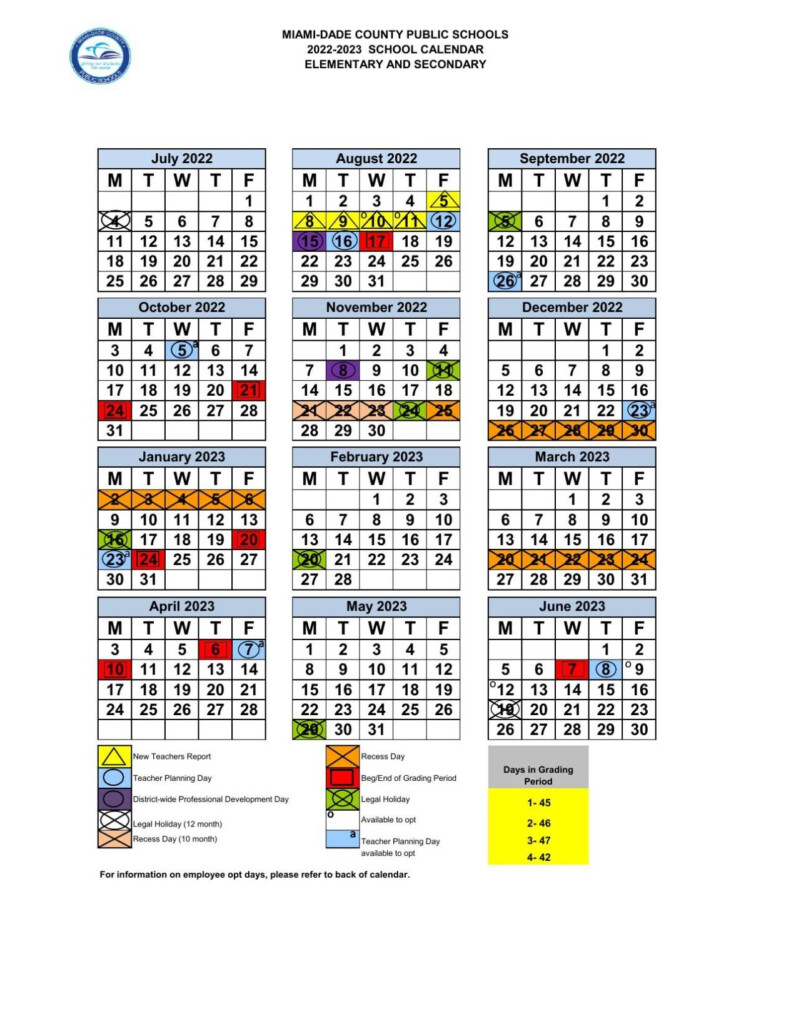 Miami Dade County Public Schools 2022 2023 Calendar Education 