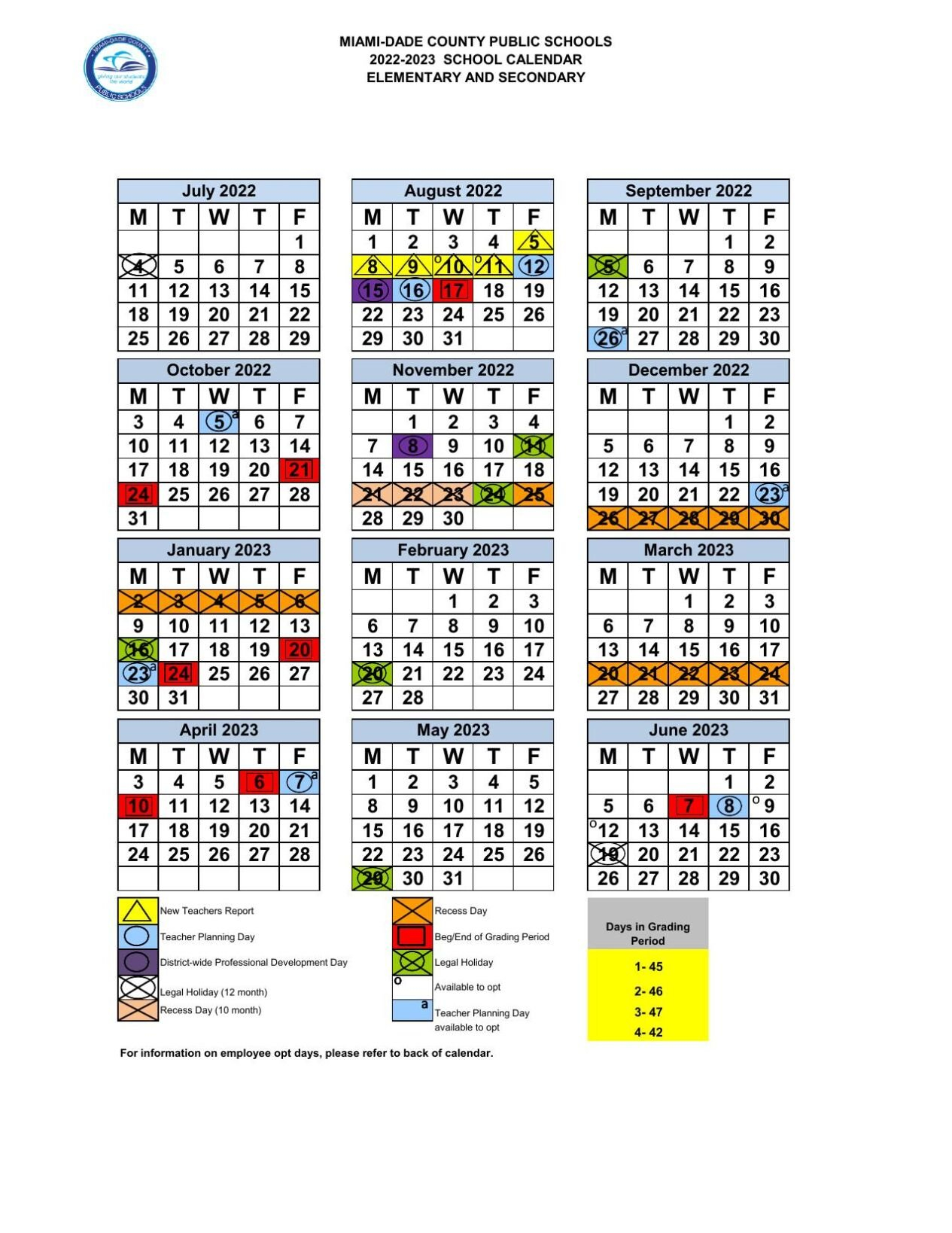 Miami Dade County Public Schools 2022 2023 Calendar Education