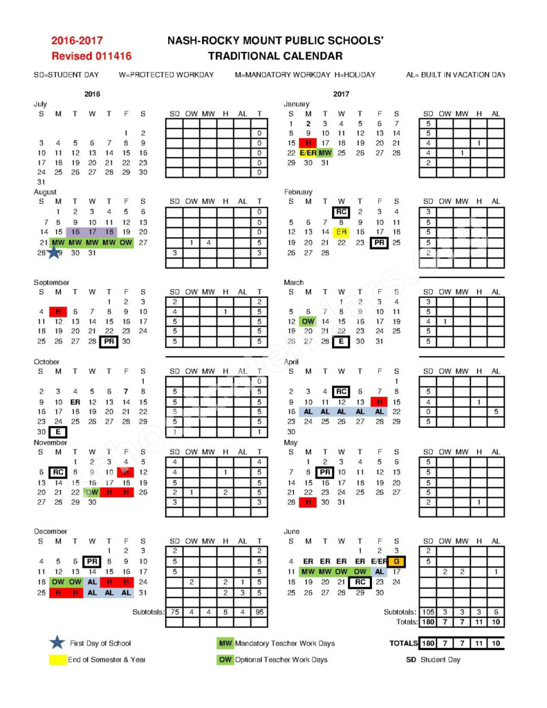 Nash Rocky Mount School Calendar School Calendar 2022