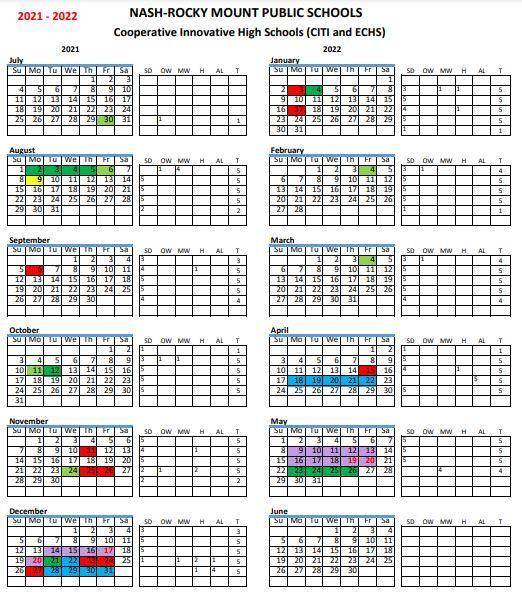 Nash Rocky Mount School Calendar School Calendar 2022