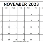 November 2023 Printable Calendar Free printable calendar