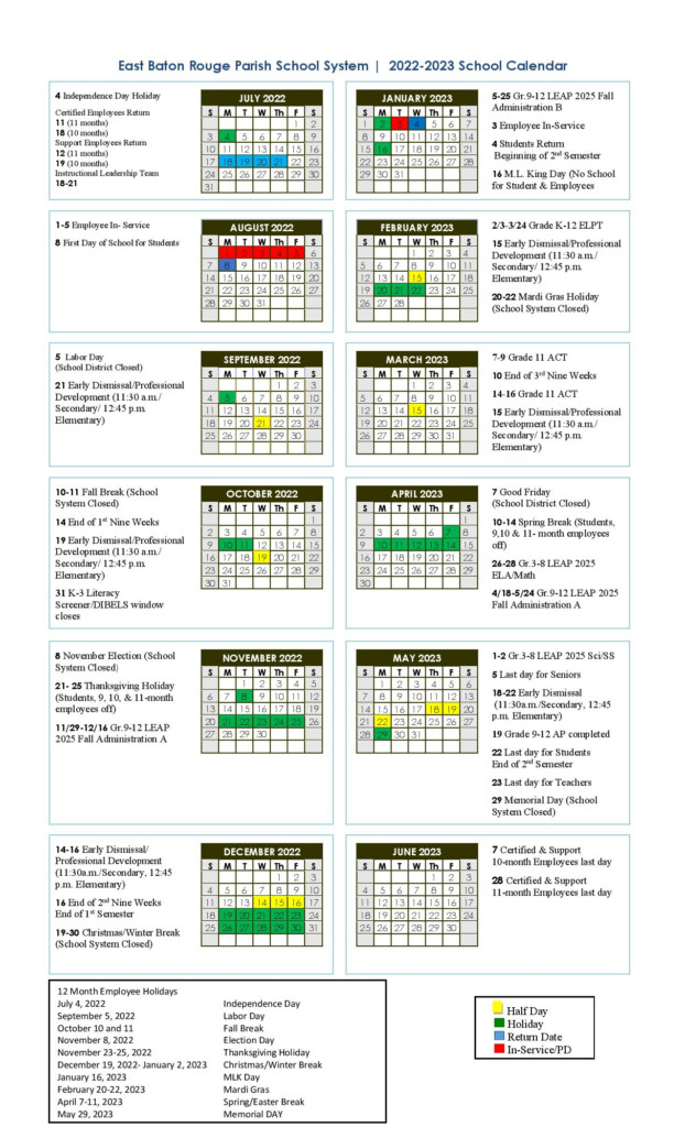 Ouachita Parish 2022 2023 School Calendar