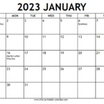 Printable 2023 January Calendar Free printable calendar