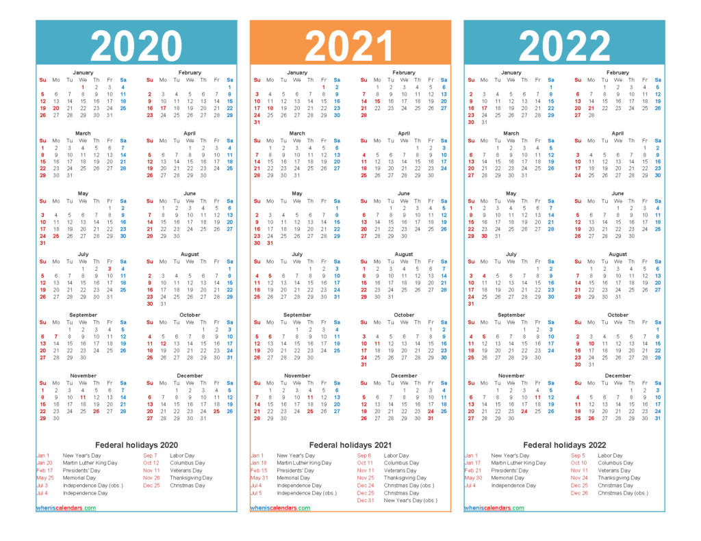 Printable Calendars 2020 And 2021 Summafinance