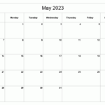 Printable May 2023 Calendar Classic Blank Sheet Gambaran