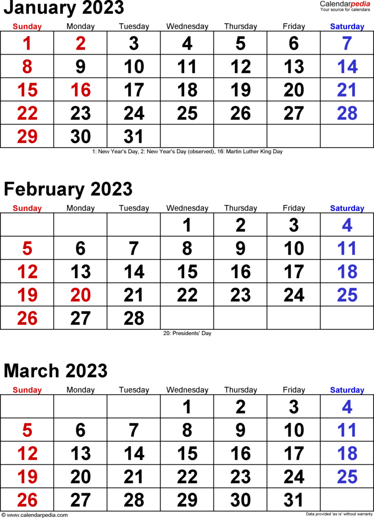 Quarterly Calendars 2023 Free Printable Word Templates Quarterly 