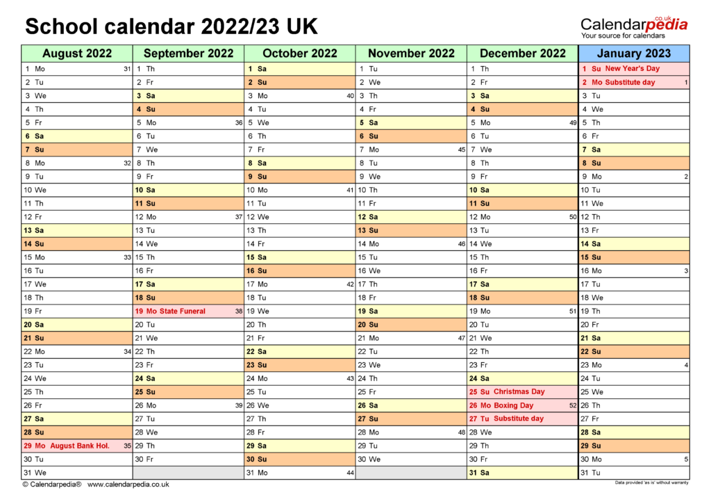 School Calendars 2022 2023 Free Printable Pdf Templates Gambaran