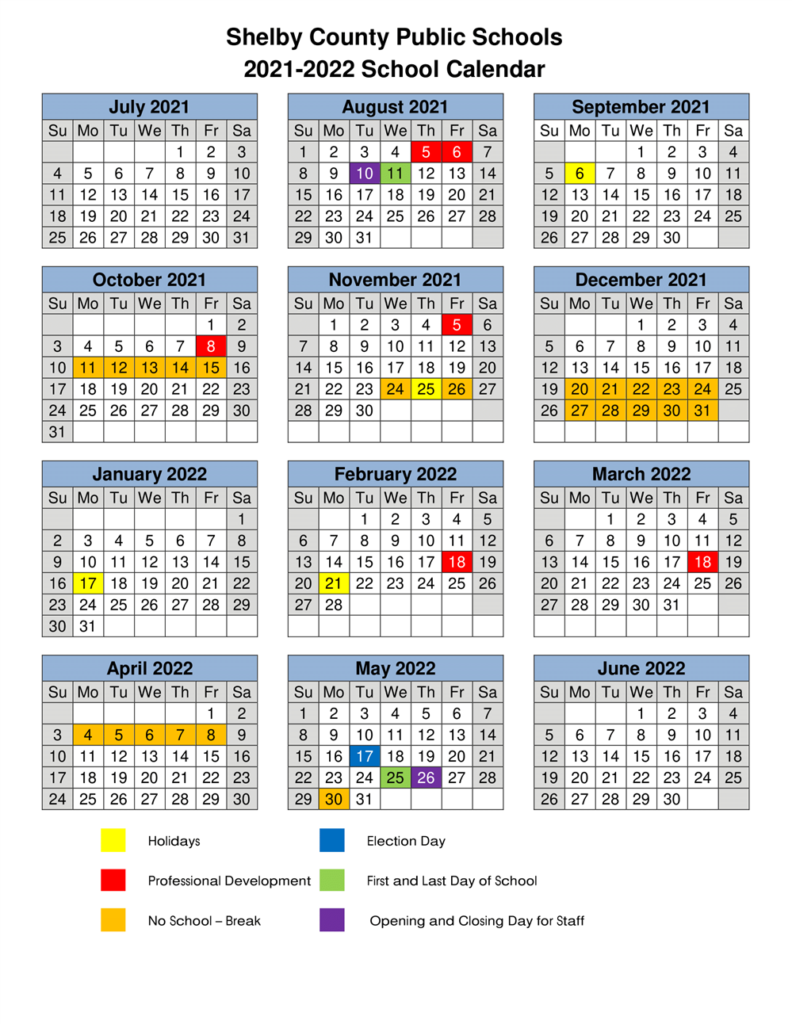 Shelby County Public Schools Calendar 2022 And 2023 PublicHolidays