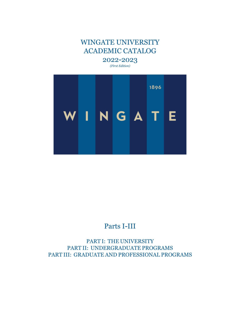 Wingate University Academic Catalog 2022 2023 By Wingate University Issuu